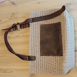 🌟HOST Pick🌟 LEATHER Crochet Store Leather, Macrame Tote